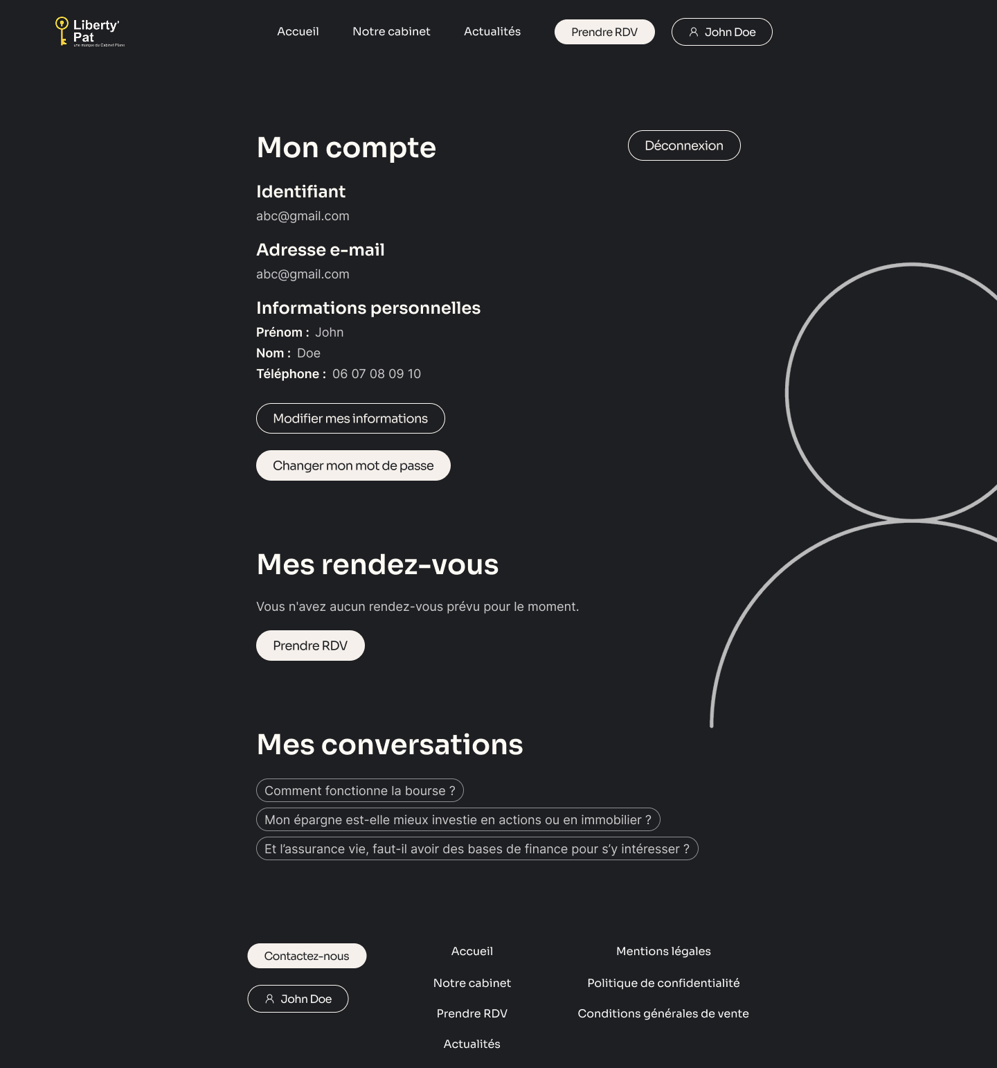 Page mon compte